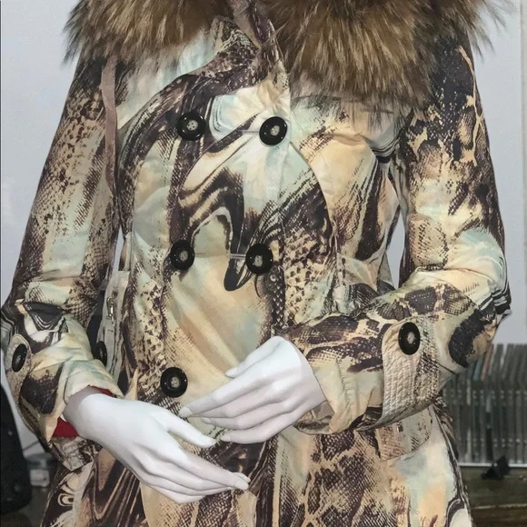 Moon River, Abstract Print Down Filled Puffer Coat, Sz 40 (US 4/6), EUC - Picture 3 of 15